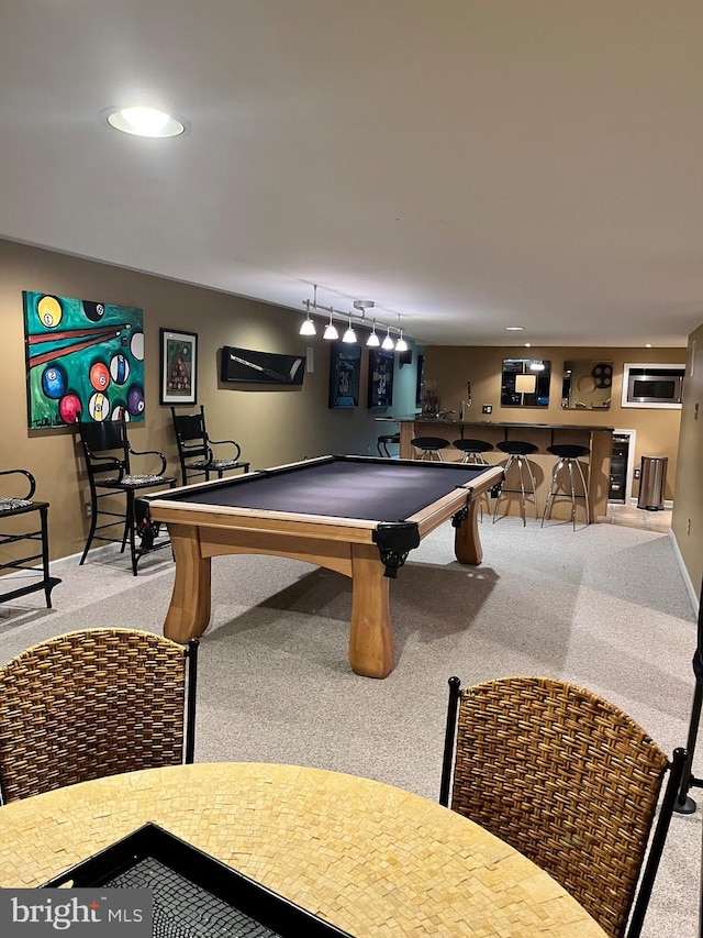 1388 Old Barn Cir, Downingtown, PA 19335 - recreation room featuring carpet flooring, bar, and billiards