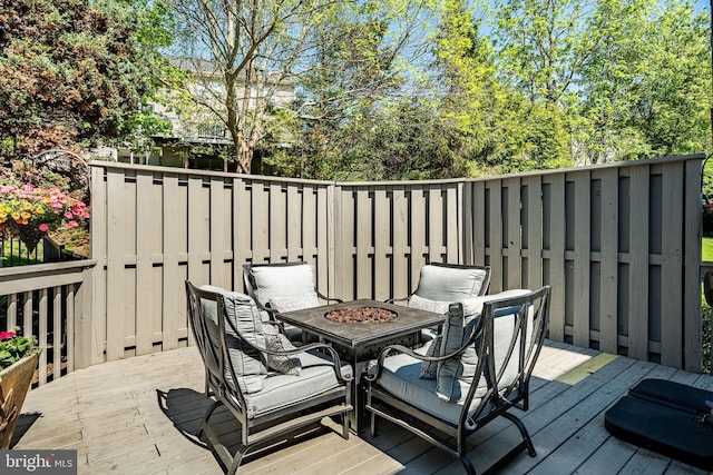 1388 Old Barn Cir, Downingtown, PA 19335 - wooden terrace featuring an outdoor fire pit and fence