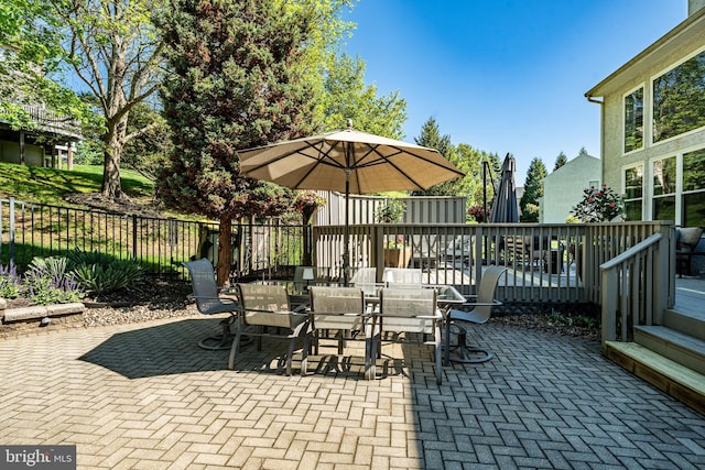 1388 Old Barn Cir, Downingtown, PA 19335 - view of patio / terrace featuring outdoor dining space, a fenced backyard, and a deck