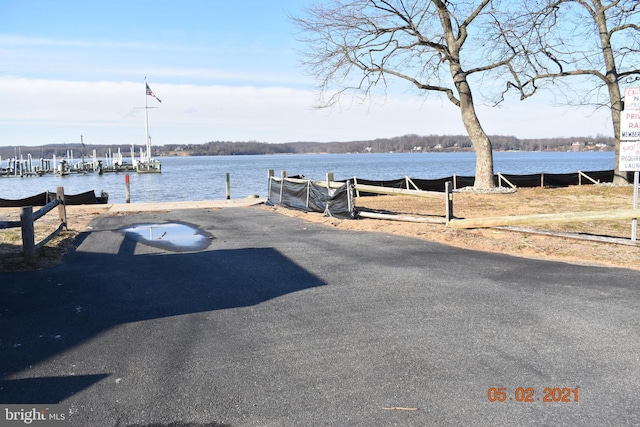 exterior space with a dock