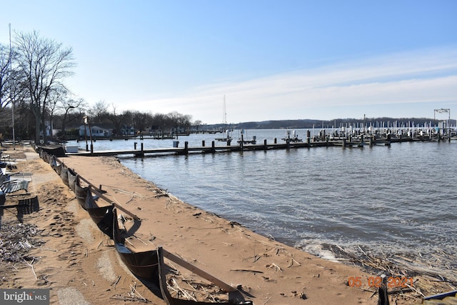 view of water feature featuring a boat dock