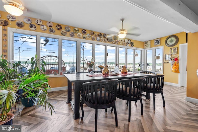 280 Hollywood Beach Rd, Chesapeake City, MD 21915 - dining room featuring ceiling fan and baseboards
