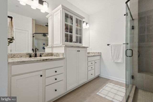 4902 Longmire Way Unit 24, Chantilly, VA 20151 - full bathroom with a shower stall, vanity, tile patterned flooring, and baseboards