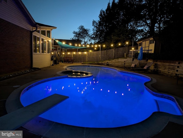 7306 Wayne Dr, Annandale, VA 22003 - view of pool featuring a wooden deck, a pool with connected hot tub, and fence