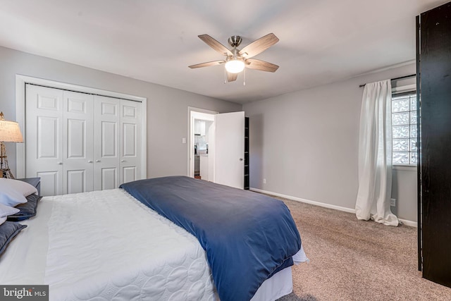 7306 Wayne Dr, Annandale, VA 22003 - bedroom featuring baseboards, carpet flooring, a ceiling fan, and a closet