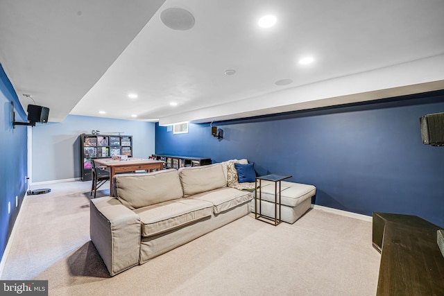 7306 Wayne Dr, Annandale, VA 22003 - living area featuring recessed lighting, carpet, baseboards, and visible vents