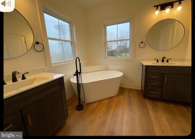 122B Garber, Mount Jackson, VA 22842 - full bathroom with two vanities, plenty of natural light, wood finished floors, and a sink