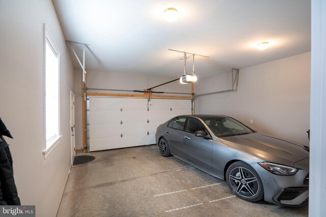 garage with a garage door opener