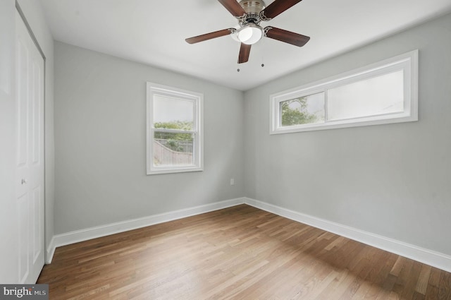 505 N Naylor St, Alexandria, VA 22304 - unfurnished bedroom featuring baseboards, wood finished floors, a closet, and a ceiling fan