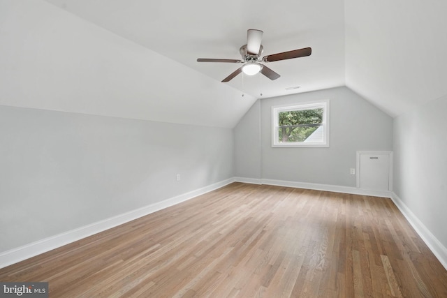505 N Naylor St, Alexandria, VA 22304 - bonus room featuring light wood-style flooring, lofted ceiling, ceiling fan, and baseboards