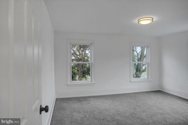 carpeted spare room with a wealth of natural light and baseboards