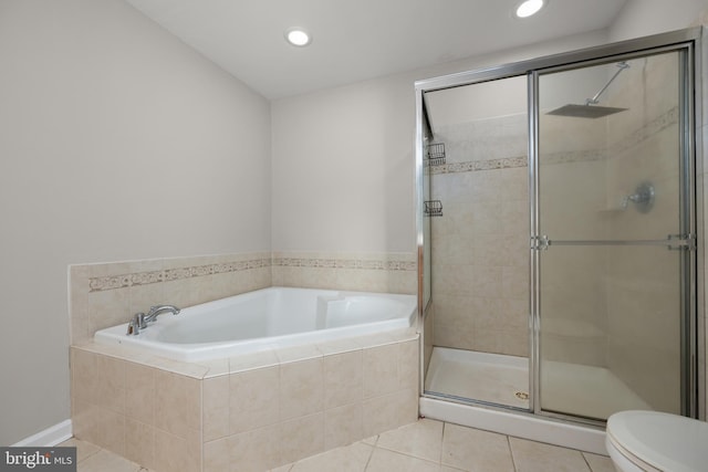10023 Iron Pointe Drive Ext Unit 201B2, Millsboro, DE 19966 - bathroom with tile patterned flooring, a garden tub, a shower stall, and recessed lighting