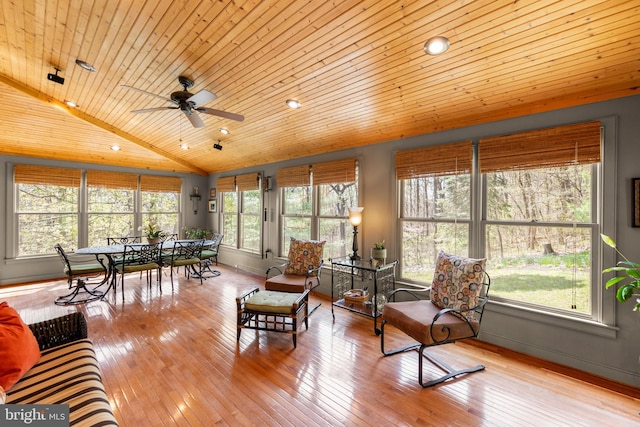 1460 Pitcock Ln, Winchester, VA 22602 - living area featuring wood-type flooring, ceiling fan, wooden ceiling, and lofted ceiling