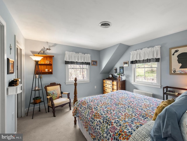 1460 Pitcock Ln, Winchester, VA 22602 - bedroom featuring visible vents, multiple windows, radiator, and carpet