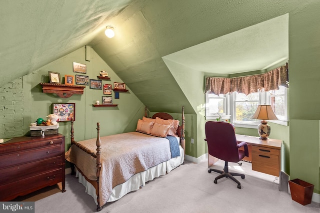 1460 Pitcock Ln, Winchester, VA 22602 - bedroom with baseboards, carpet, vaulted ceiling, and a textured ceiling
