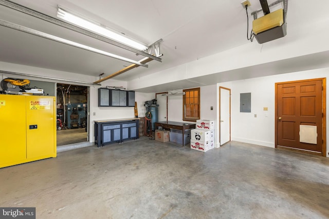 1460 Pitcock Ln, Winchester, VA 22602 - garage featuring a garage door opener, electric panel, and water heater