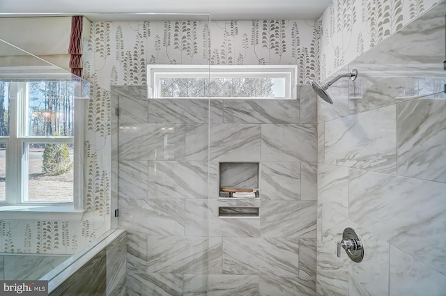 751 Bowie Shop Rd, Huntingtown, MD 20639 - bathroom with a wealth of natural light and a tile shower