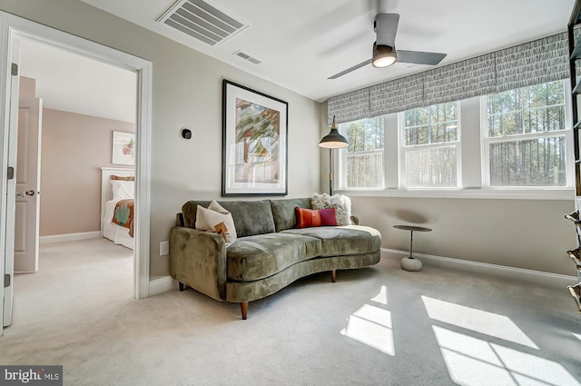 751 Bowie Shop Rd, Huntingtown, MD 20639 - interior space featuring a ceiling fan, visible vents, and baseboards