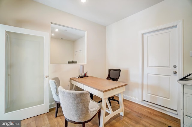 751 Bowie Shop Rd, Huntingtown, MD 20639 - office area featuring recessed lighting, baseboards, and light wood-style flooring