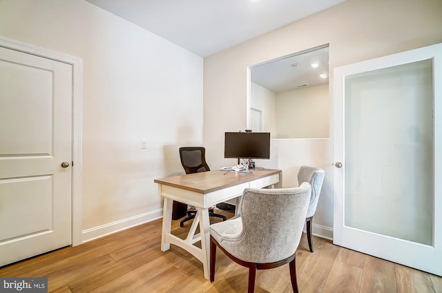 751 Bowie Shop Rd, Huntingtown, MD 20639 - home office featuring baseboards and light wood-style flooring