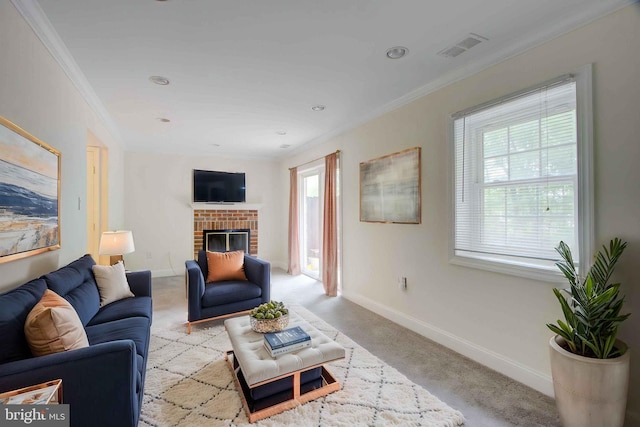 14613 Tynewick Ter Unit 6-1461, Silver Spring, MD 20906 - living room featuring a wealth of natural light, ornamental molding, visible vents, and carpet