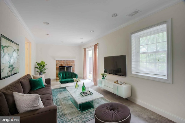 14613 Tynewick Ter Unit 6-1461, Silver Spring, MD 20906 - living room with ornamental molding, visible vents, recessed lighting, carpet floors, and baseboards