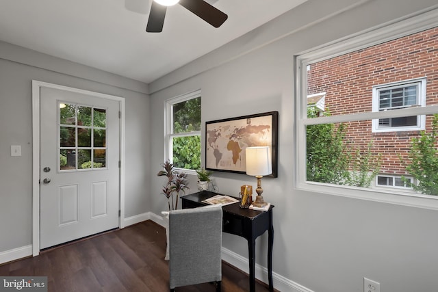 6611 Loch Hill Rd, Baltimore, MD 21239 - home office with dark wood-style flooring and a ceiling fan