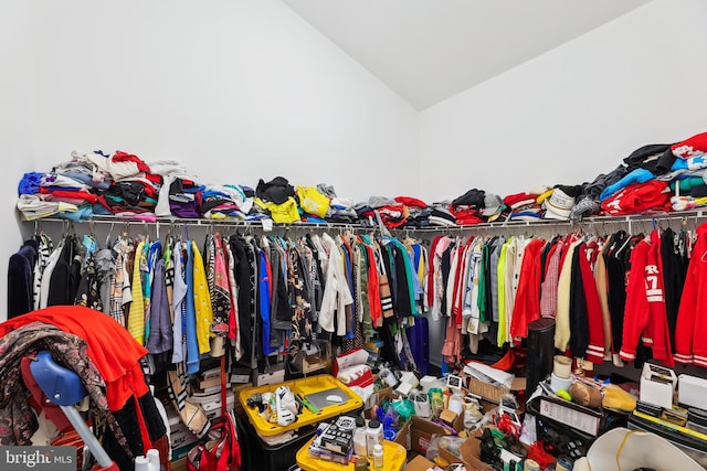 spacious closet featuring lofted ceiling