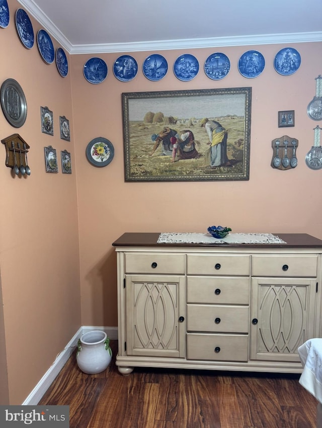 10020 Dakin Ct, Cheltenham, MD 20623 - detailed view of baseboards, wood finished floors, and crown molding
