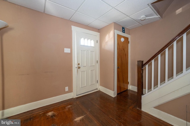 1405 Siegel Ave, Chester, PA 19013 - foyer featuring a paneled ceiling, stairway, hardwood / wood-style flooring, and baseboards