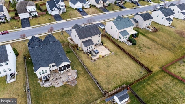 bird's eye view with a residential view