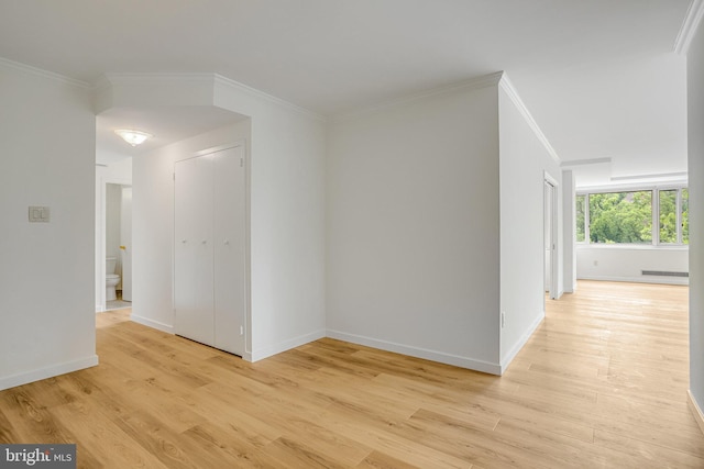 4101 Cathedral Ave NW Unit 1104, Washington, DC 20016 - empty room with light wood-style floors, ornamental molding, and baseboards
