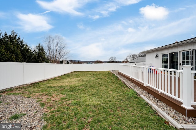 view of yard featuring a fenced backyard