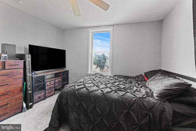 bedroom featuring a ceiling fan and carpet flooring