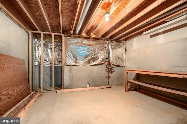 view of unfinished basement