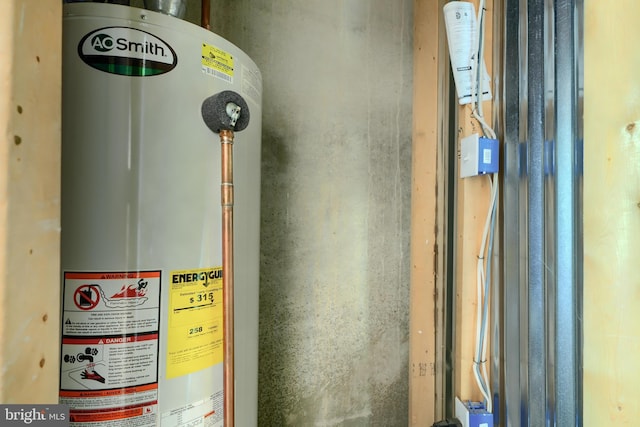utility room with water heater