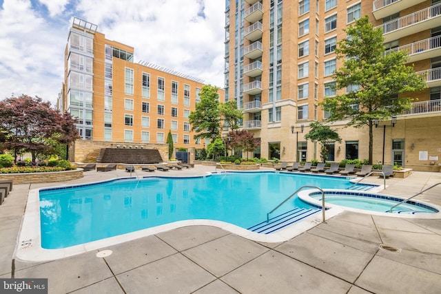 pool with a hot tub