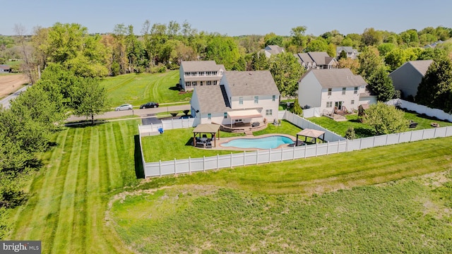 drone / aerial view with a residential view