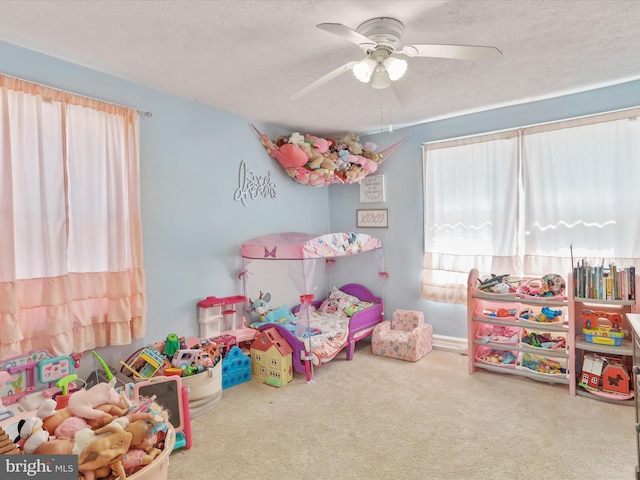 433 Williams St, Cumberland, MD 21502 - game room with ceiling fan, carpet flooring, and a textured ceiling