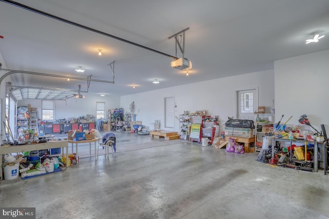garage with a garage door opener