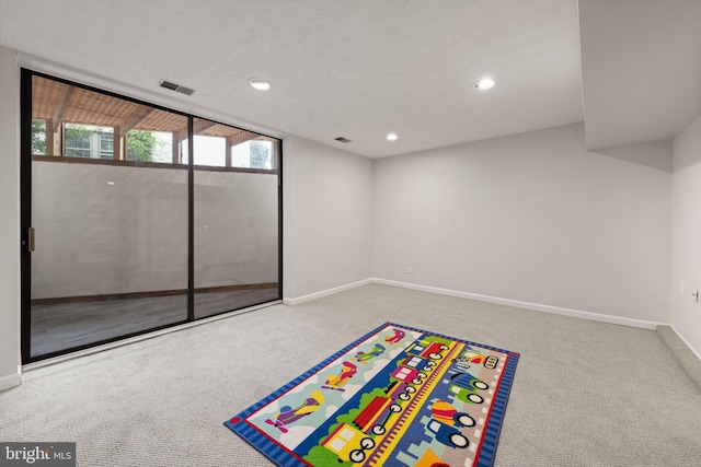 4544 30th St NW, Washington, DC 20008 - game room with recessed lighting, visible vents, baseboards, and carpet floors