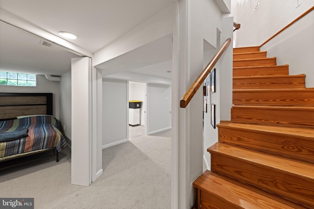 4544 30th St NW, Washington, DC 20008 - stairs featuring baseboards, carpet flooring, and visible vents