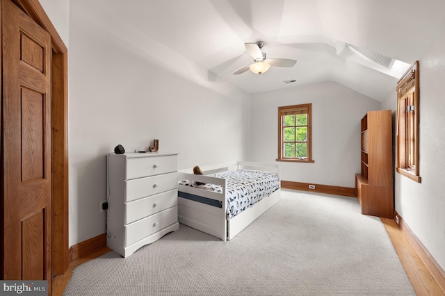 4544 30th St NW, Washington, DC 20008 - bedroom with lofted ceiling, baseboards, a ceiling fan, and visible vents