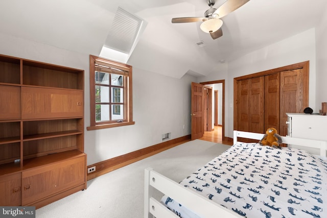 4544 30th St NW, Washington, DC 20008 - bedroom with lofted ceiling, baseboards, visible vents, and carpet floors