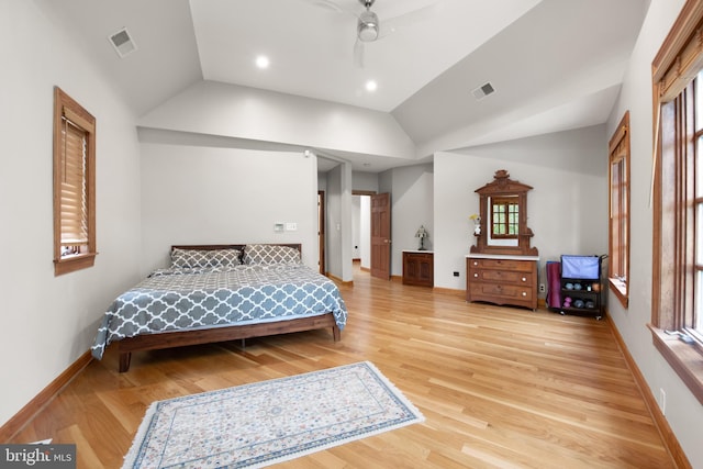 4544 30th St NW, Washington, DC 20008 - bedroom with light wood finished floors, lofted ceiling, baseboards, and visible vents