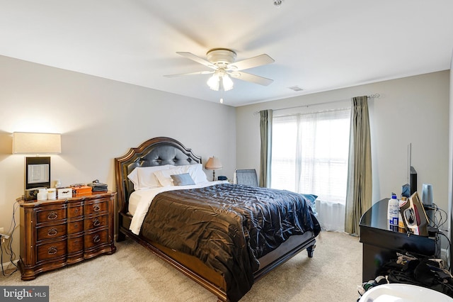 11575 Cavalier Landing Ct Unit 402, Fairfax, VA 22030 - bedroom featuring light carpet, a ceiling fan, and visible vents
