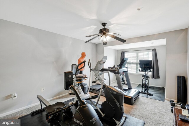 11575 Cavalier Landing Ct Unit 402, Fairfax, VA 22030 - workout room with ceiling fan, baseboards, and carpet