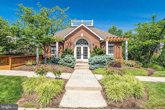 11575 Cavalier Landing Ct Unit 402, Fairfax, VA 22030 - bungalow-style house featuring roof with shingles, french doors, fence, and brick siding
