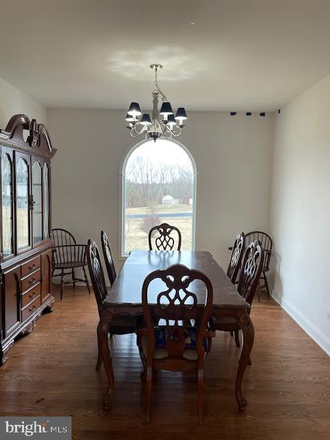 125 Hillview Rd, Kunkletown, PA 18058 - dining room featuring a chandelier and wood finished floors