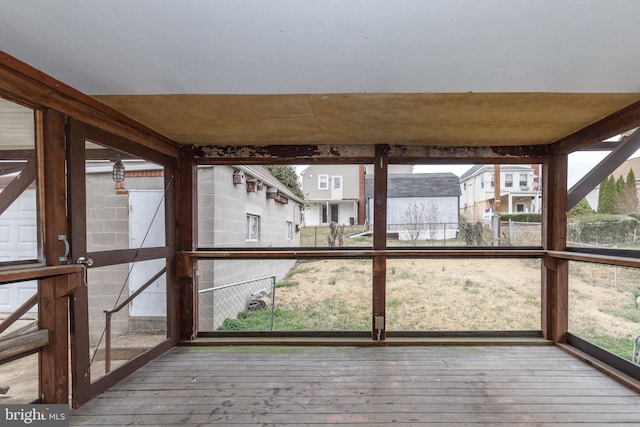 view of unfurnished sunroom